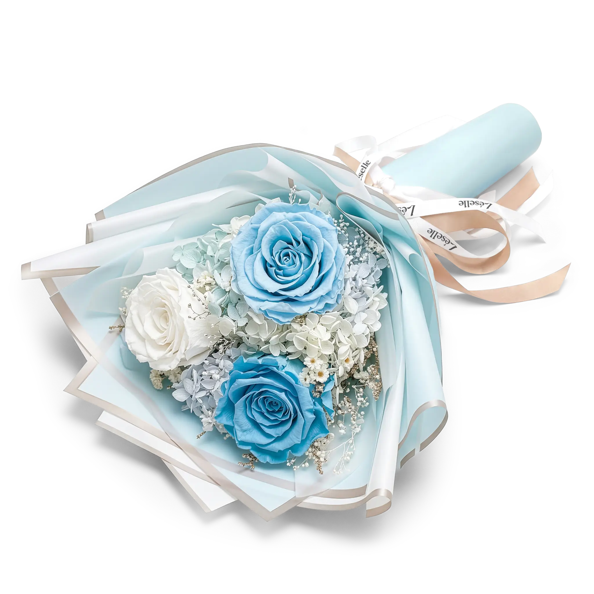 Ethereal Ice Blue Preserved Rose Bouquet