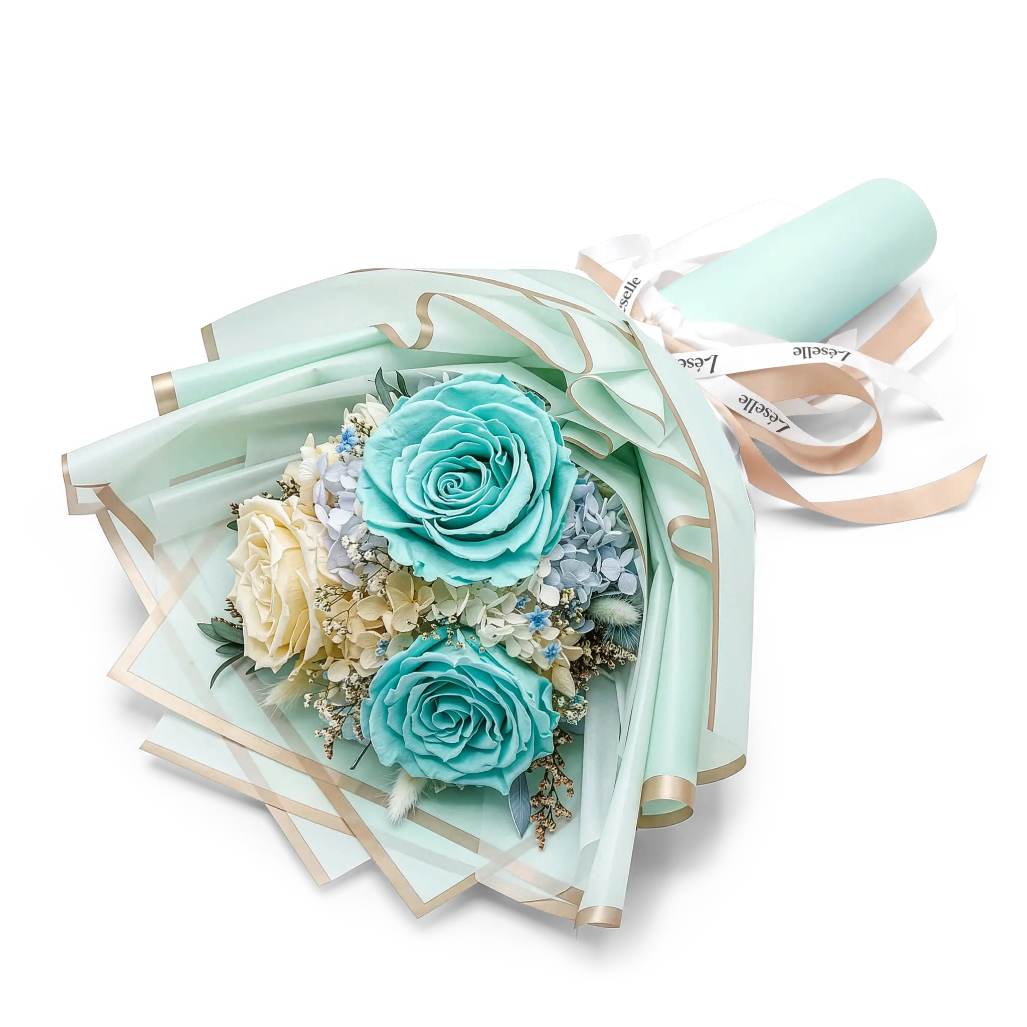 Serene Aqua Blue Rose Preserved Bouquet
