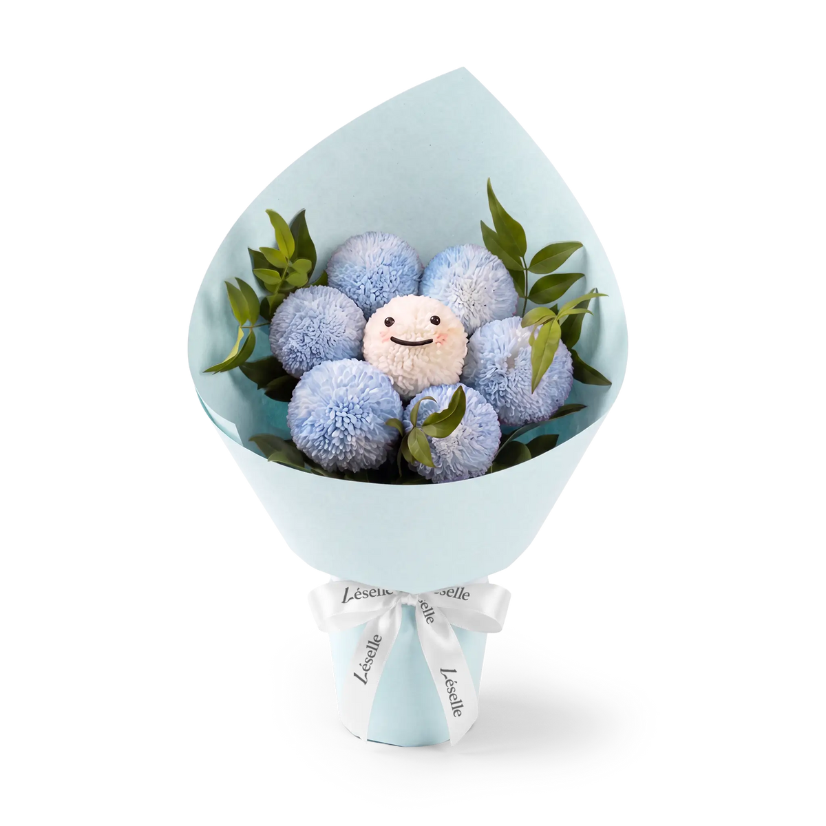 蔚藍微笑乒乓菊花束