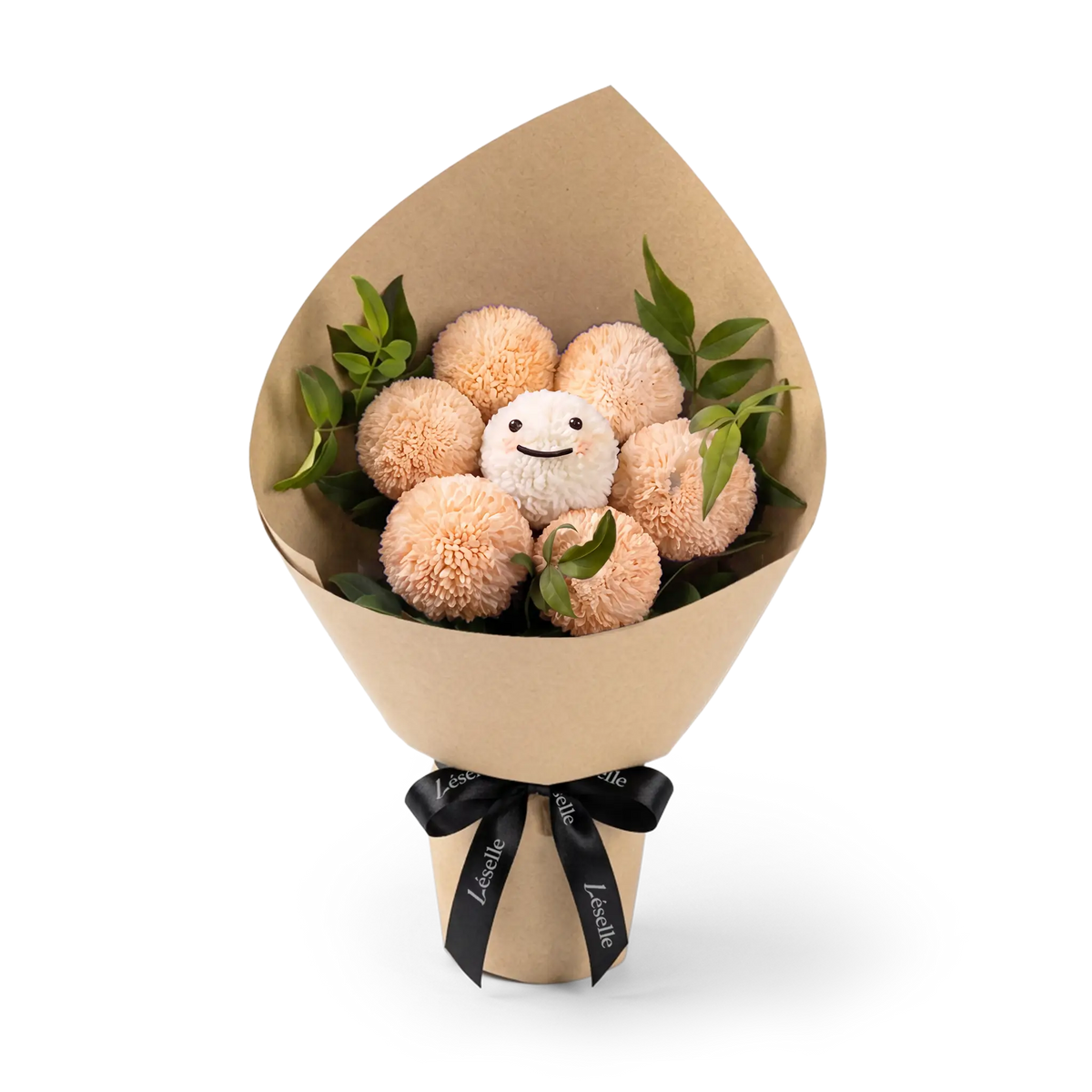 Warm Peach Smile Pom Pom Bouquet
