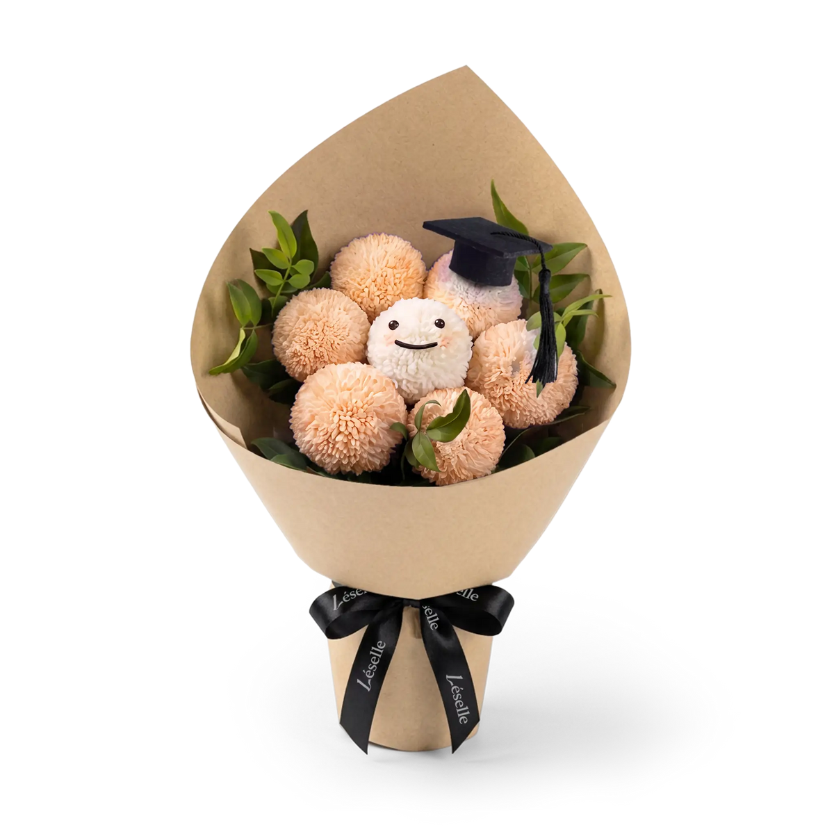 Warm Peach Smile Pom Pom Bouquet