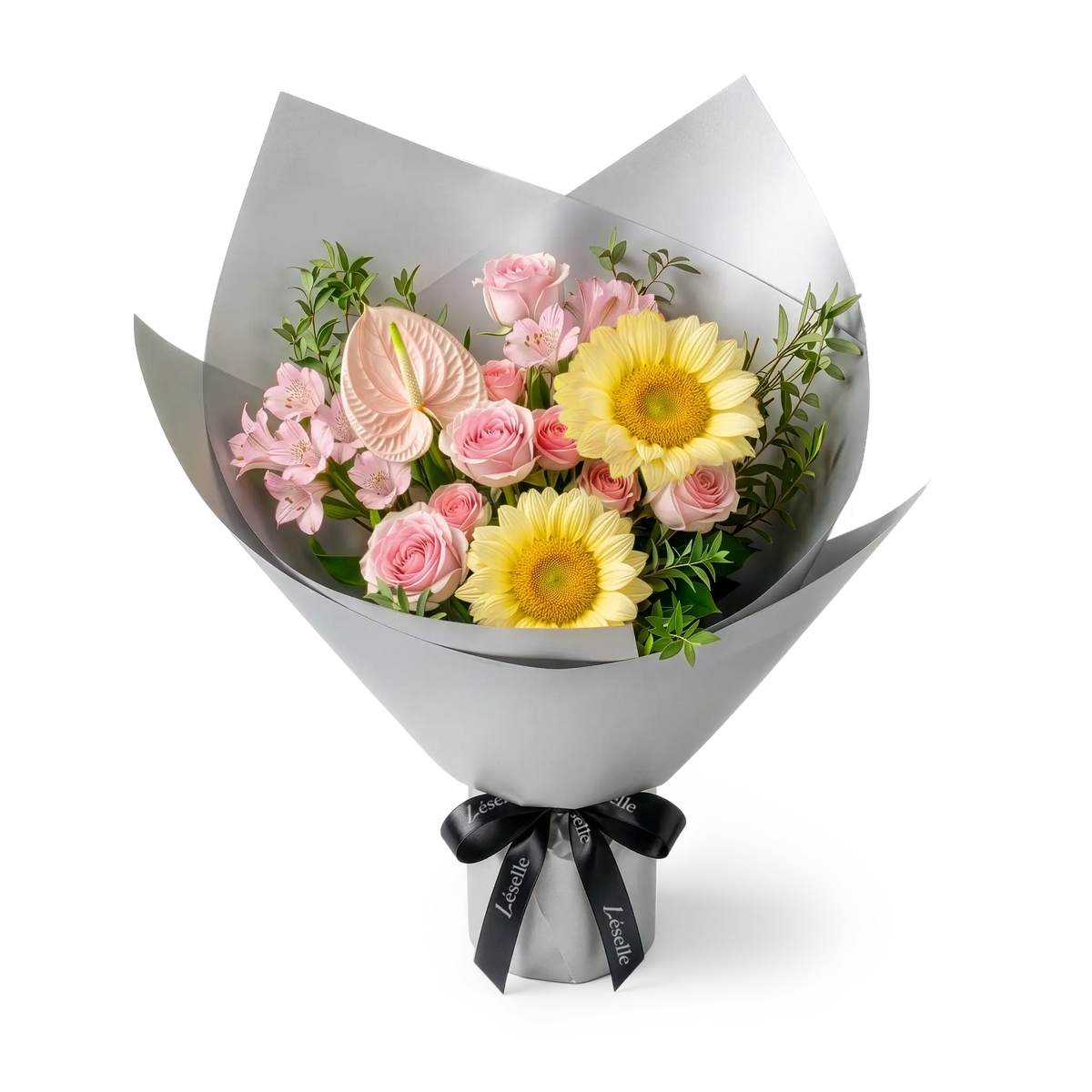 Soft Glow Pastel Sunflower Mixed Bouquet