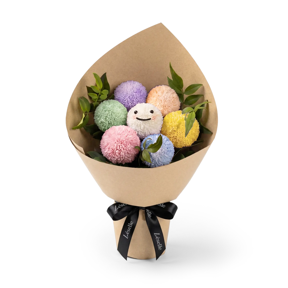 Vibrant Smiley Pom Pom Bouquet