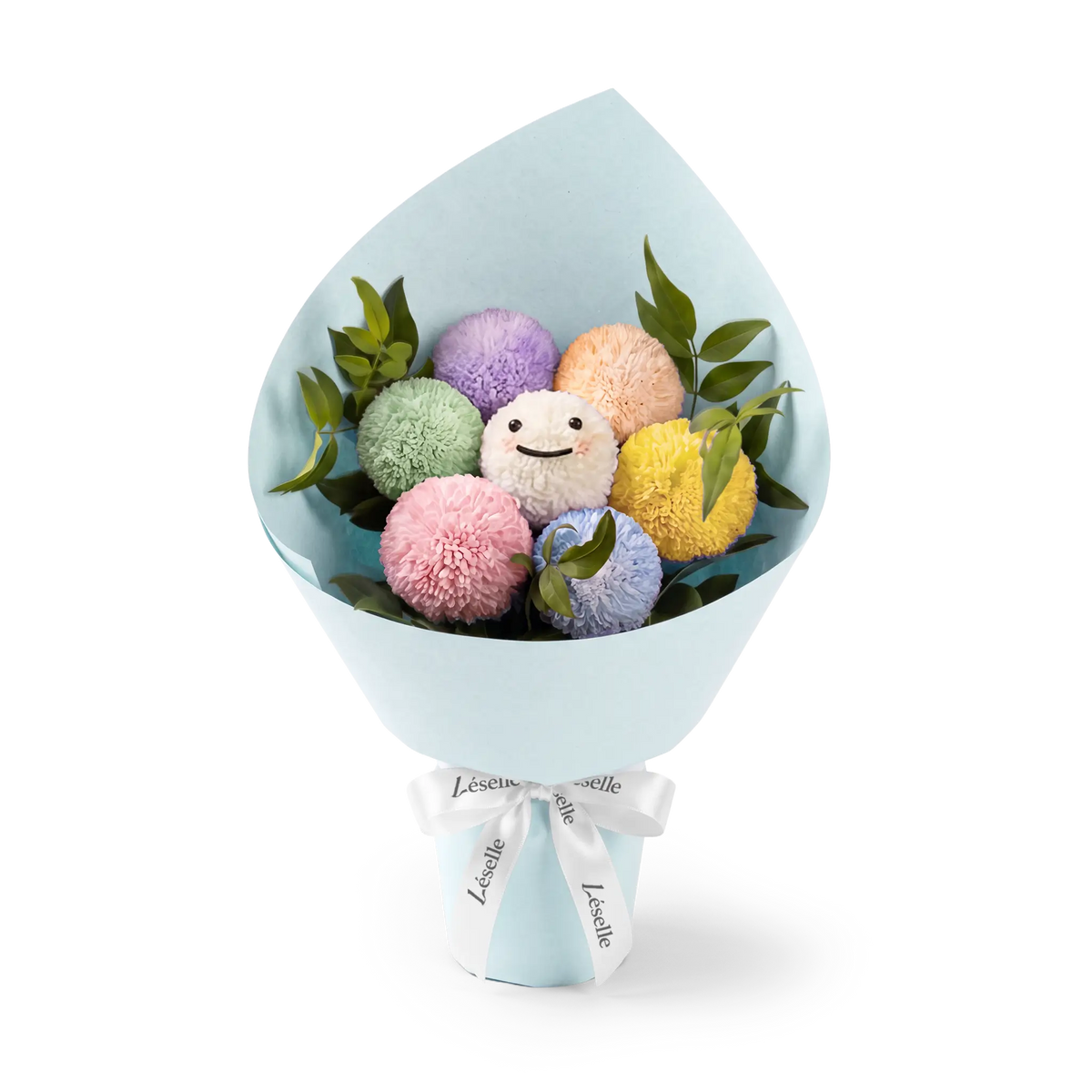Vibrant Smiley Pom Pom Bouquet