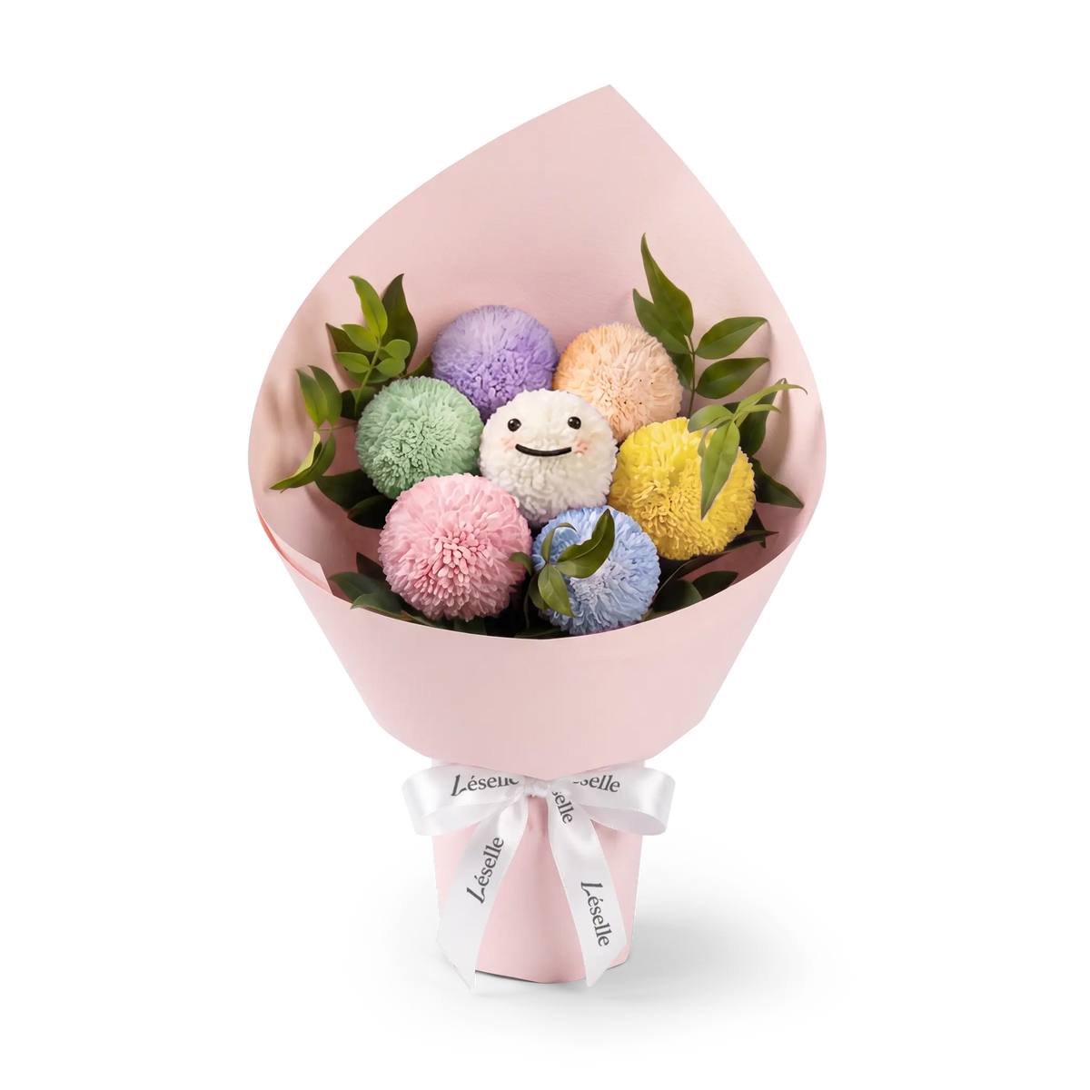 Vibrant Smiley Pom Pom Bouquet
