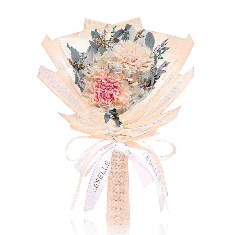 Mini Preserved Carnation Bouquet - Champagne & Caramel