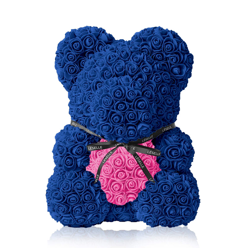Handmade Rose Bear - Royal Blue