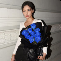 Fresh Flower Bouquet - Royal Blue Roses (Black Wrapper) - 9/11 Roses