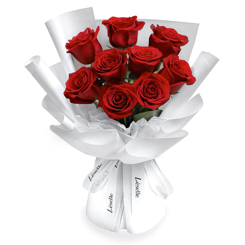 Fresh Flower Bouquet - Classic Red Roses (White Wrapper) - 9/11 Roses
