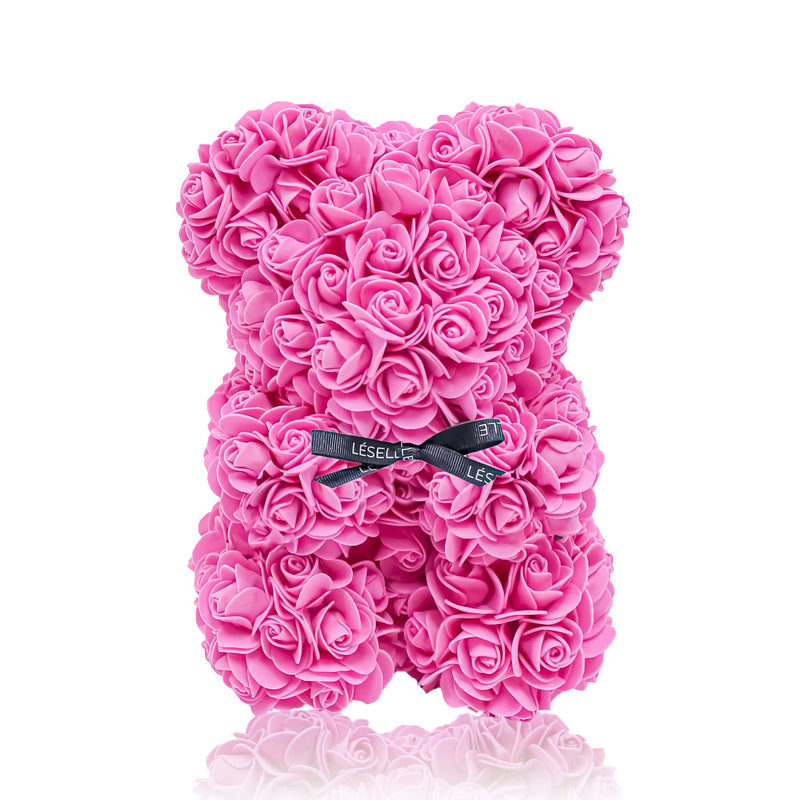 Mini Handmade Rose Bear - Fuschia Pink