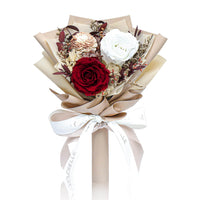 Mini Preserved Rose Bouquet - Red & White