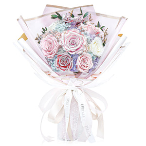 Preserved Flower Bouquet - Metallic Pink & Pale Pink Roses