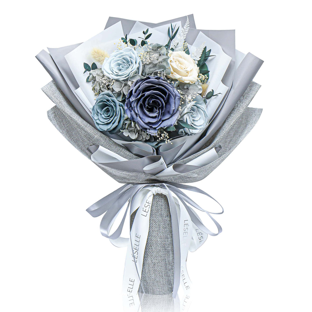 Preserved Flower Bouquet - Morandi Grey Roses - M