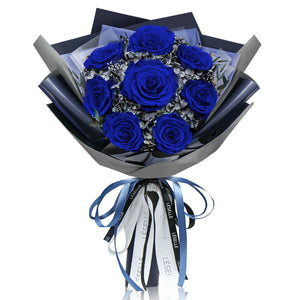 Preserved Flower Bouquet - Royal Blue Roses