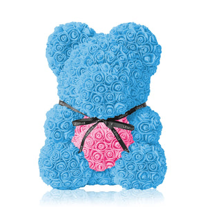 Handmade Rose Bear - Sky Blue