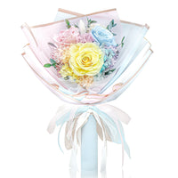 The Rainbow Bouquet - Yellow, Blue & Pink Preserved Roses - S