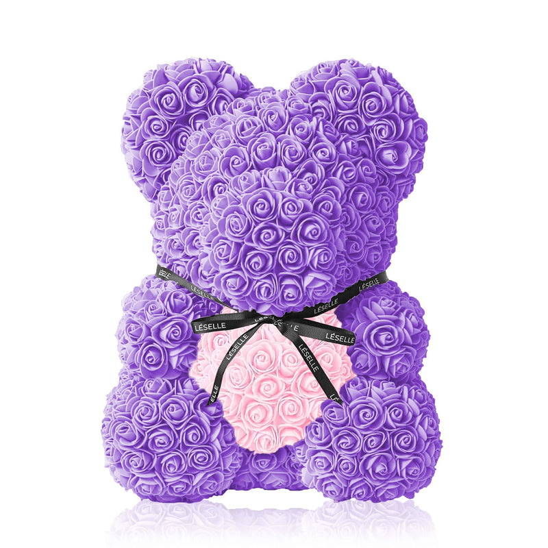 Handmade Rose Bear - Lavender