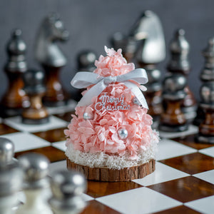 Mini Christmas Tree - Pale Pink Preserved Flowers